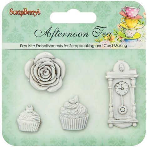Ozdoby polimerowe Scrap Berry's Afternoon Tea Party, 4szt